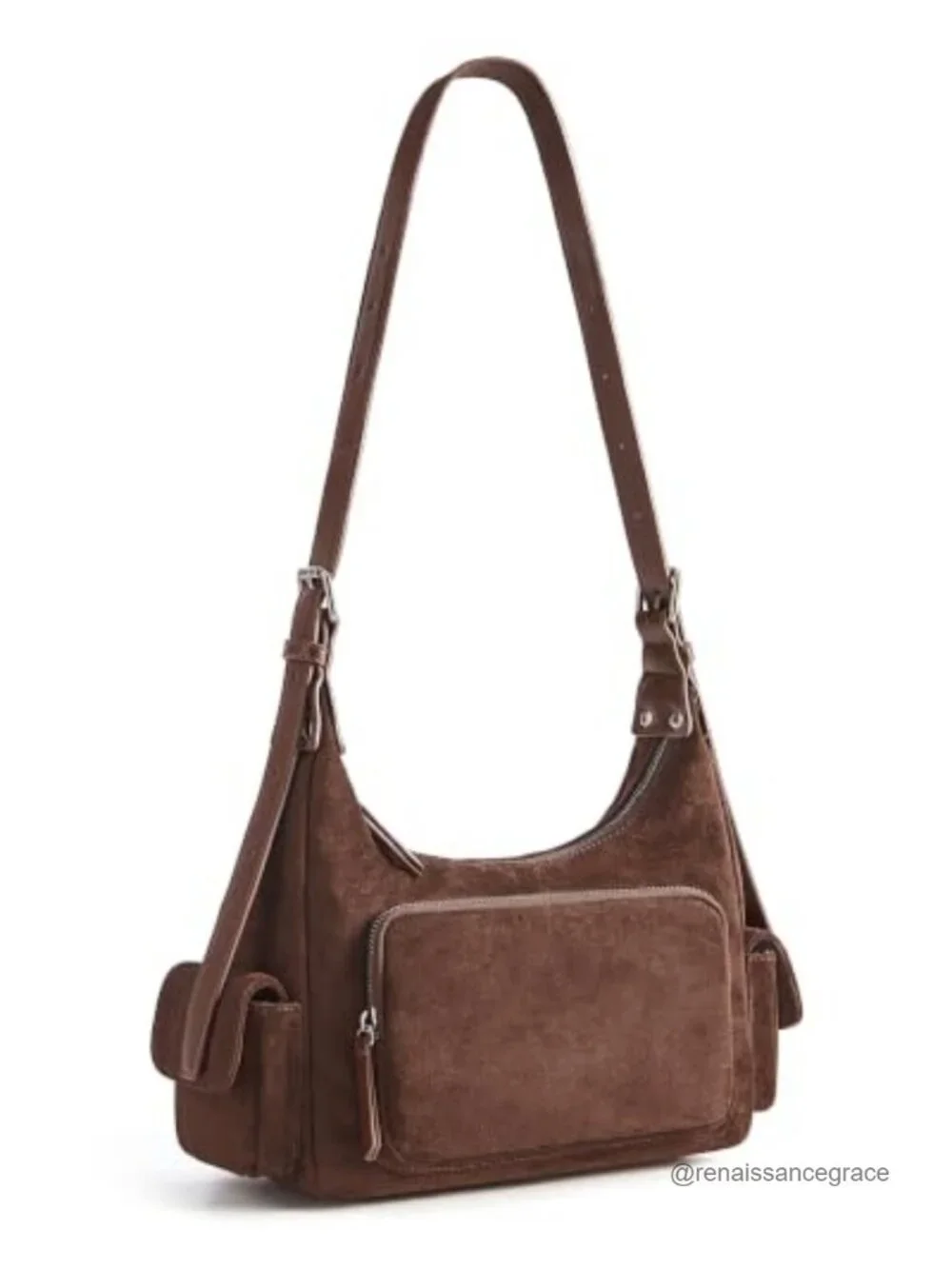 Faux Suede Hobo Bag Crossbody Shoulder Purse with Adjustable Strap